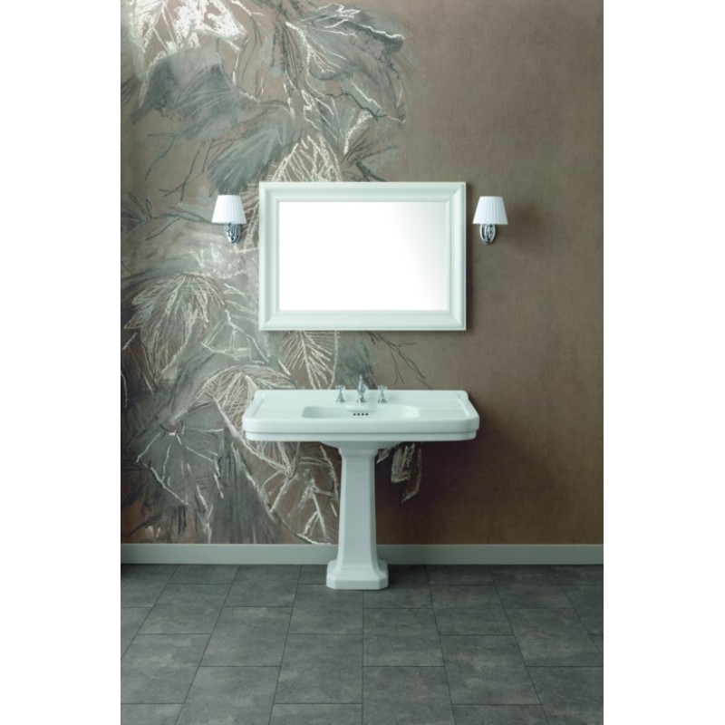 ALBANO lavabo consolle 105 cm. + colonna finitura bianco lucido