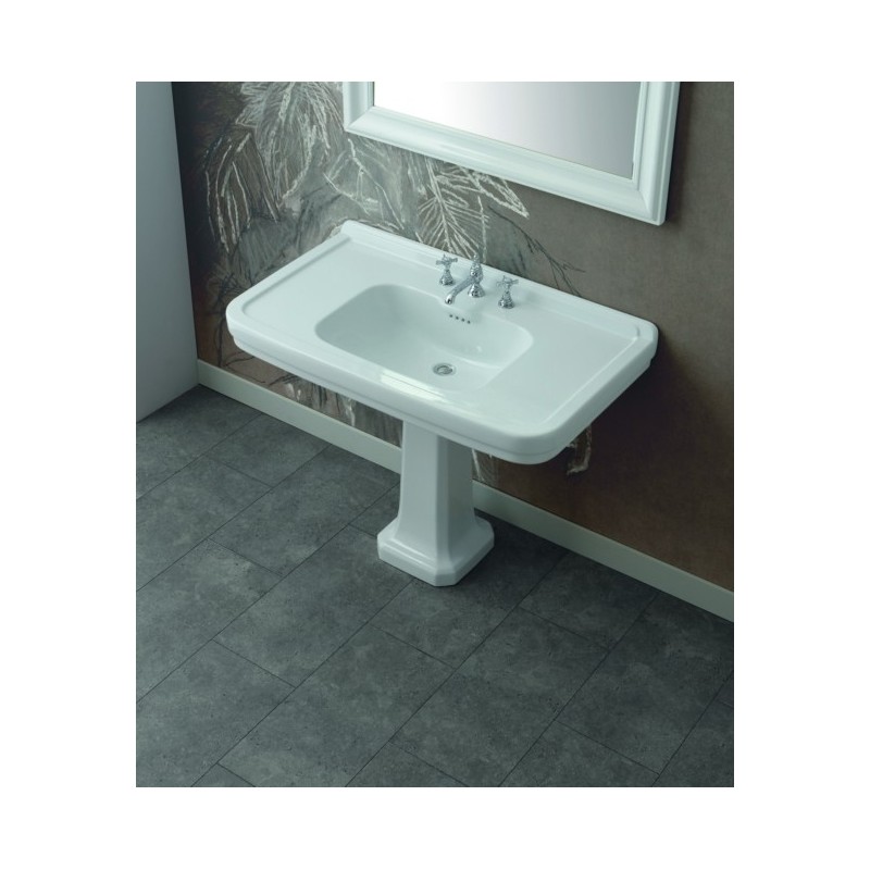 ALBANO lavabo consolle 105 cm. + colonna finitura bianco lucido