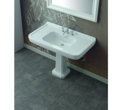 ALBANO lavabo consolle 105 cm. + colonna finitura bianco lucido