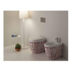 YOUNG vaso + bidet a terra finitura nest rosso