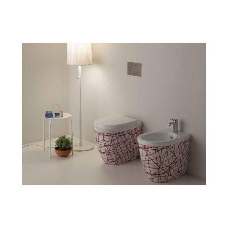 YOUNG vaso + bidet a terra finitura nest rosso