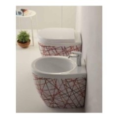 YOUNG vaso + bidet a terra finitura nest rosso