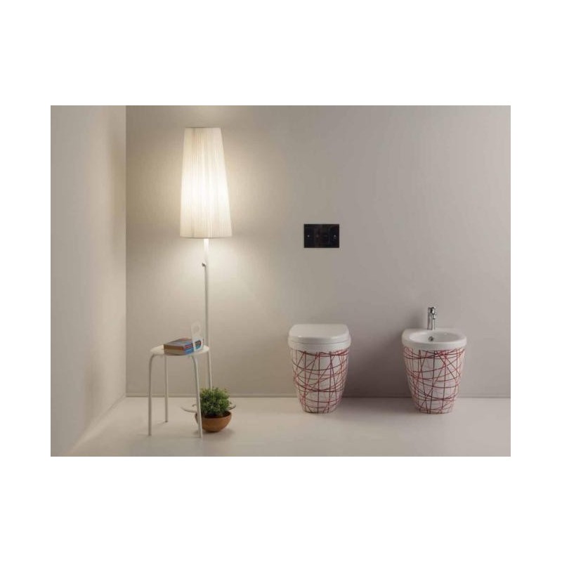 YOUNG vaso + bidet a terra finitura nest rosso