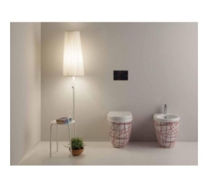 YOUNG vaso + bidet a terra finitura nest rosso