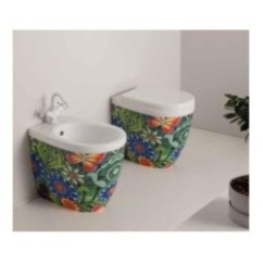 YOUNG vaso + bidet a terra finitura tropical