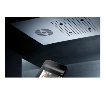 Soffione cromoterapia da incasso in acciaio inox 700x400 mm con pulsantiera