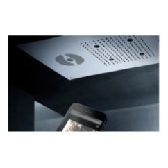 Soffione cromoterapia da incasso in acciaio inox 700x400 mm con pulsantiera