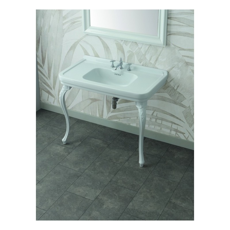 ALBANO lavabo consolle 105 cm. + coppia gambe VENICE finitura bianco lucido
