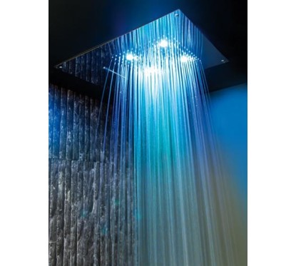 Soffione cromoterapia da incasso in acciaio inox 3 getti 4 led 550x400