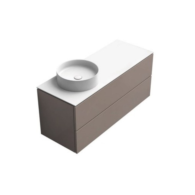 TABULAE mobile bagno sospeso cm.121x46 con lavabo a sx finitura sabbia opaco / bianco