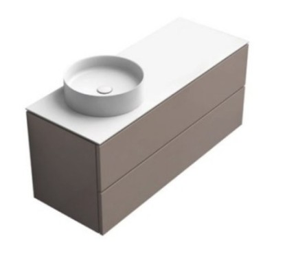 TABULAE mobile bagno sospeso cm.121x46 con lavabo a sx finitura sabbia opaco / bianco