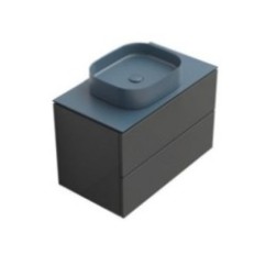 TABULAE mobile bagno sospeso cm.81x46 con lavabo finitura nero opaco / ottanio