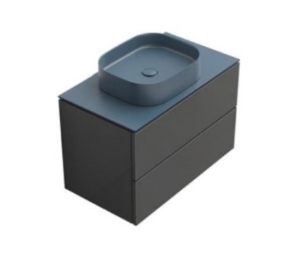 TABULAE mobile bagno sospeso cm.81x46 con lavabo finitura nero opaco / ottanio