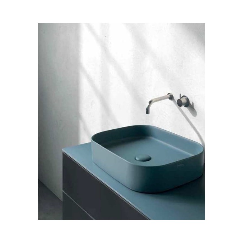 TABULAE mobile bagno sospeso cm.81x46 con lavabo finitura nero opaco / ottanio