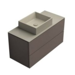 TABULAE mobile bagno sospeso cm.101x46 con lavabo finitura fango opaco / sabbia opaco