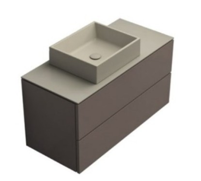 TABULAE mobile bagno sospeso cm.101x46 con lavabo finitura fango opaco / sabbia opaco