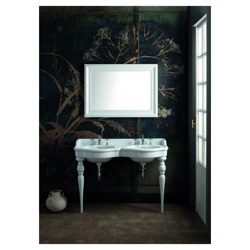 QUEEN lavabo consolle doppio bacino 120 cm. + coppia gambe QUEEN finitura bianco lucido