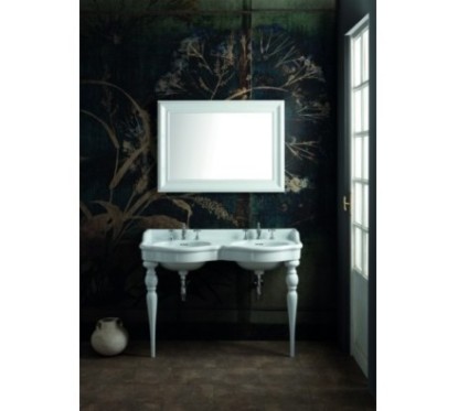 QUEEN lavabo consolle doppio bacino 120 cm. + coppia gambe QUEEN finitura bianco lucido