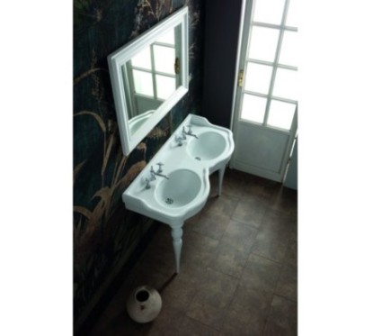 QUEEN lavabo consolle doppio bacino 120 cm. + coppia gambe QUEEN finitura bianco lucido