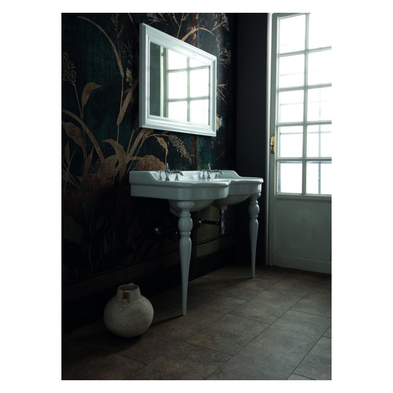 QUEEN lavabo consolle doppio bacino 120 cm. + coppia gambe QUEEN finitura bianco lucido