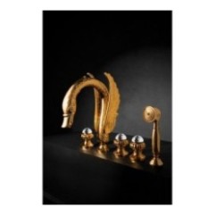 CRYSTAL Batteria bordo vasca cinque fori maniglia swarovski finitura oro lucido