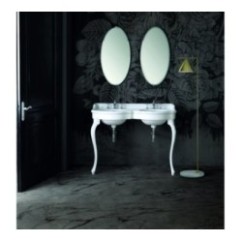 QUEEN lavabo consolle doppio bacino 120 cm. + coppia gambe VENICE finitura bianco lucido