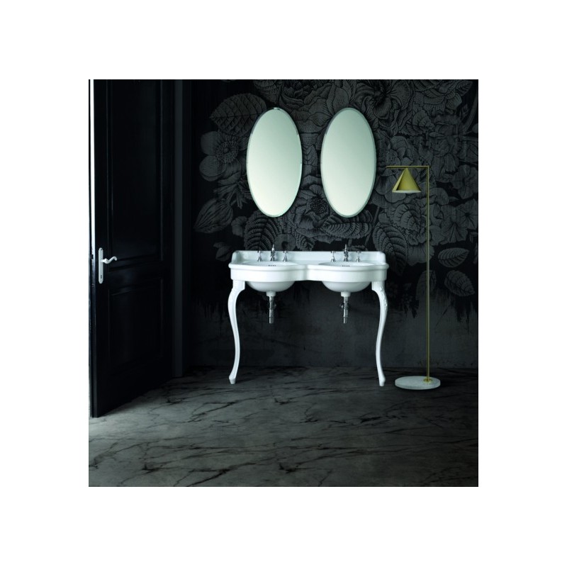 QUEEN lavabo consolle doppio bacino 120 cm. + coppia gambe VENICE finitura bianco lucido