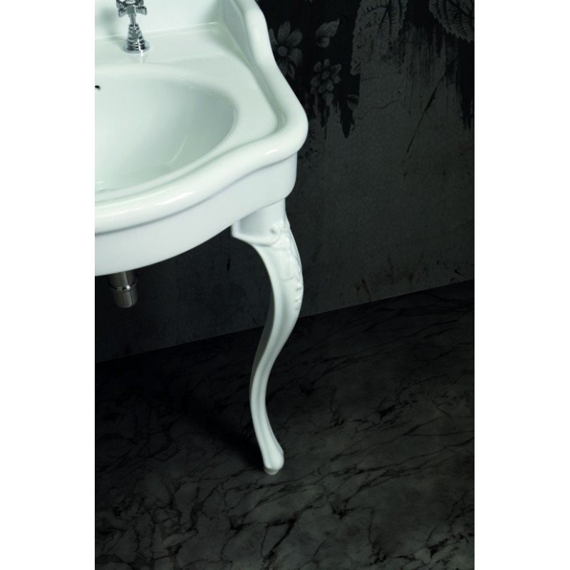 QUEEN lavabo consolle doppio bacino 120 cm. + coppia gambe VENICE finitura bianco lucido