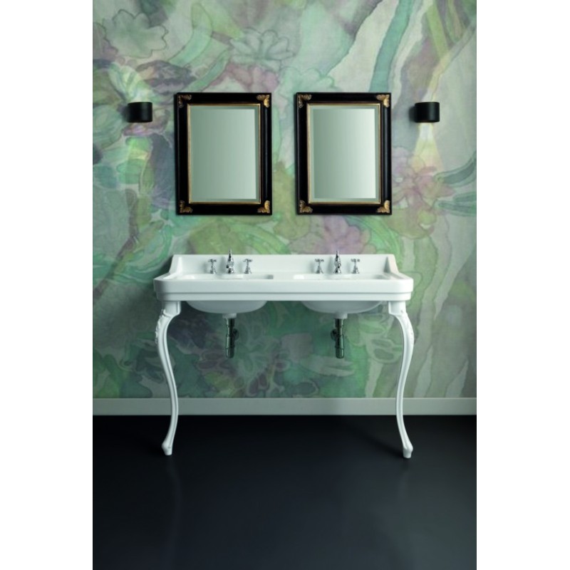 VENICE lavabo consolle doppio bacino 125 cm. + coppia gambe VENICE finitura bianco lucido