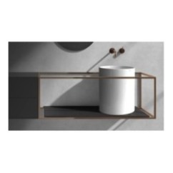 CORE 46 Lavabo da appoggio cm Ø37 + Struttura sottolavabo cm 111 x 46 in acciaio + Mensola in ceramica