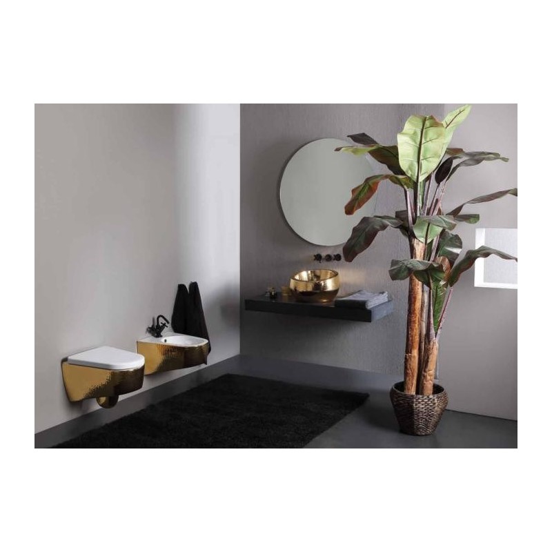 SHAPE vaso + bidet sospesi finitura luxury gold