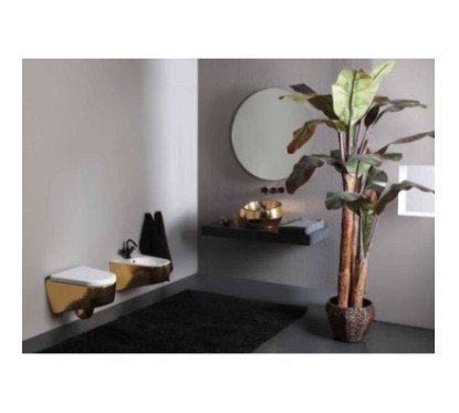 SHAPE vaso + bidet sospesi finitura luxury gold