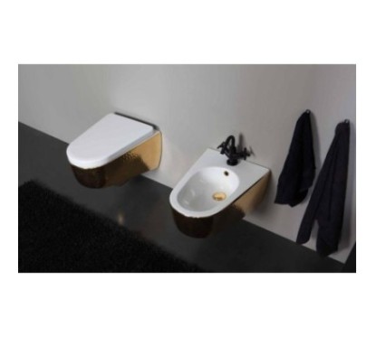 SHAPE vaso + bidet sospesi finitura luxury gold