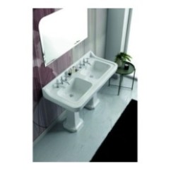 VENICE lavabo consolle doppio bacino 125 cm. + doppia colonna ALBANO finitura bianco lucido