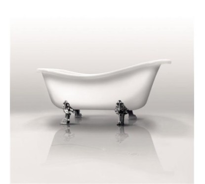 ETHOS vasca da bagno freestanding con scarico e piedi bianchi