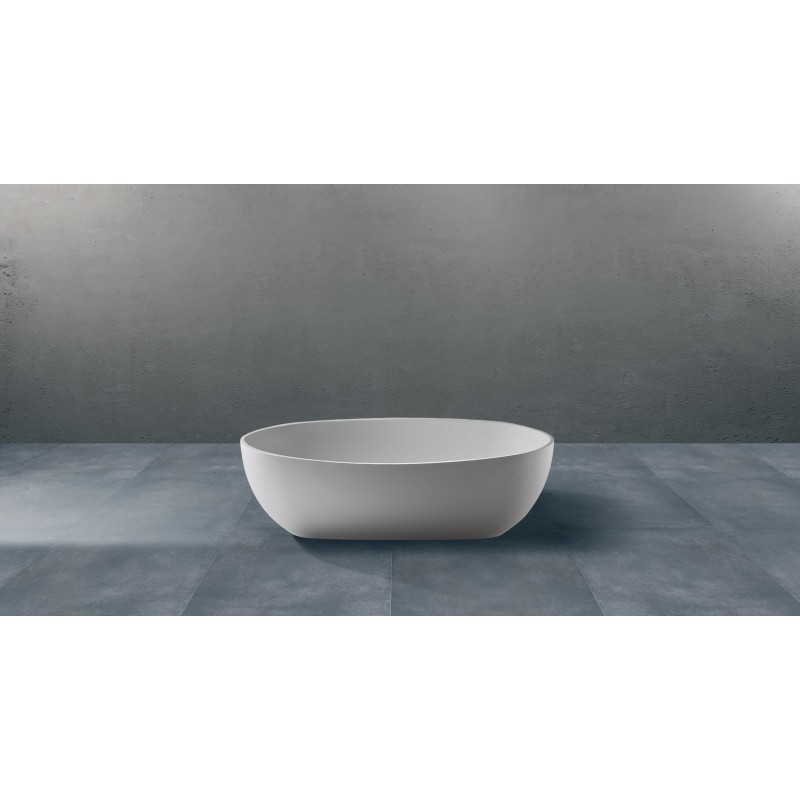 SOLID SURFACE - CORIAN  OVAL Vasca free standing cm 155 colore bianco
