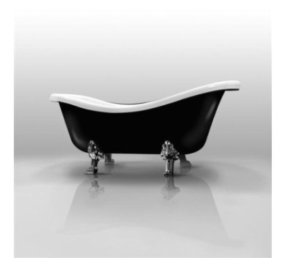 ETHOS vasca da bagno freestanding esterno esterno nero - piedi e scarico cromo