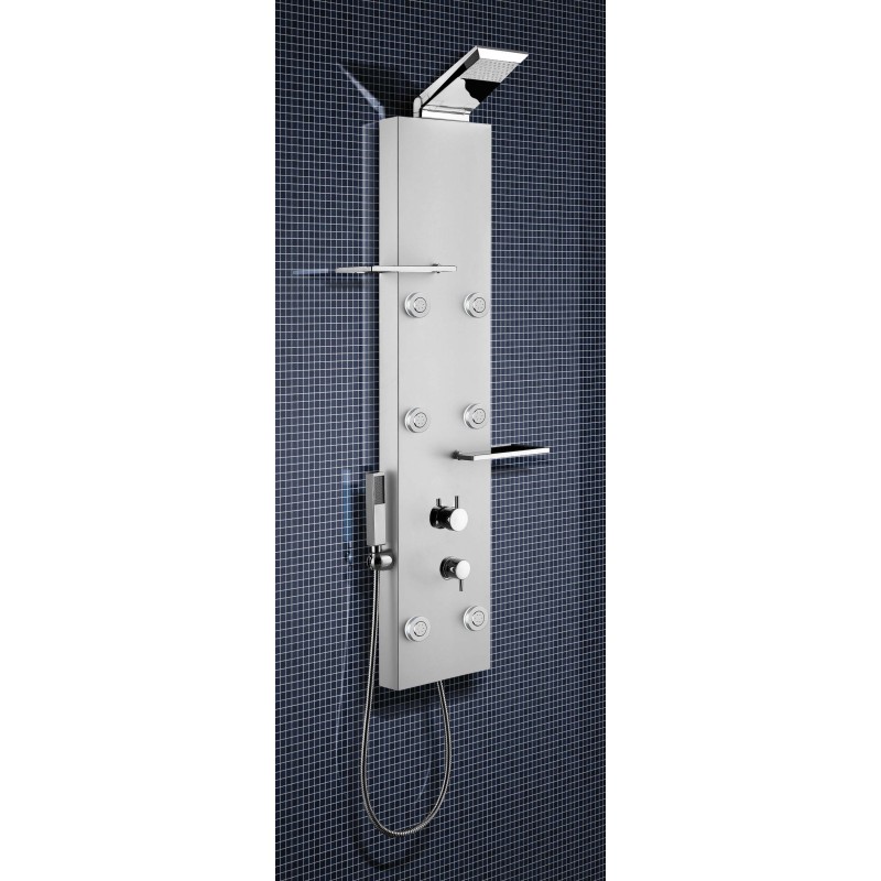 DEDRA pannello doccia con monocomando finitura satinato DEDRA pannello doccia con monocomando finitura satinato