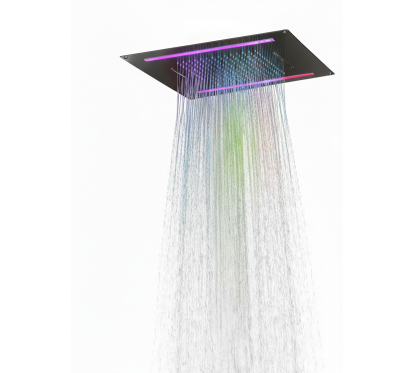 Soffione da incasso con cascata e cromoterapia made in Italy in acciaio inox nero