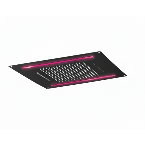 Soffione da incasso con cascata e cromoterapia made in Italy in acciaio inox nero