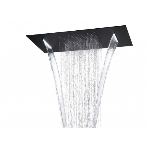 Soffione da incasso con cascate made in Italy in acciaio inox nero