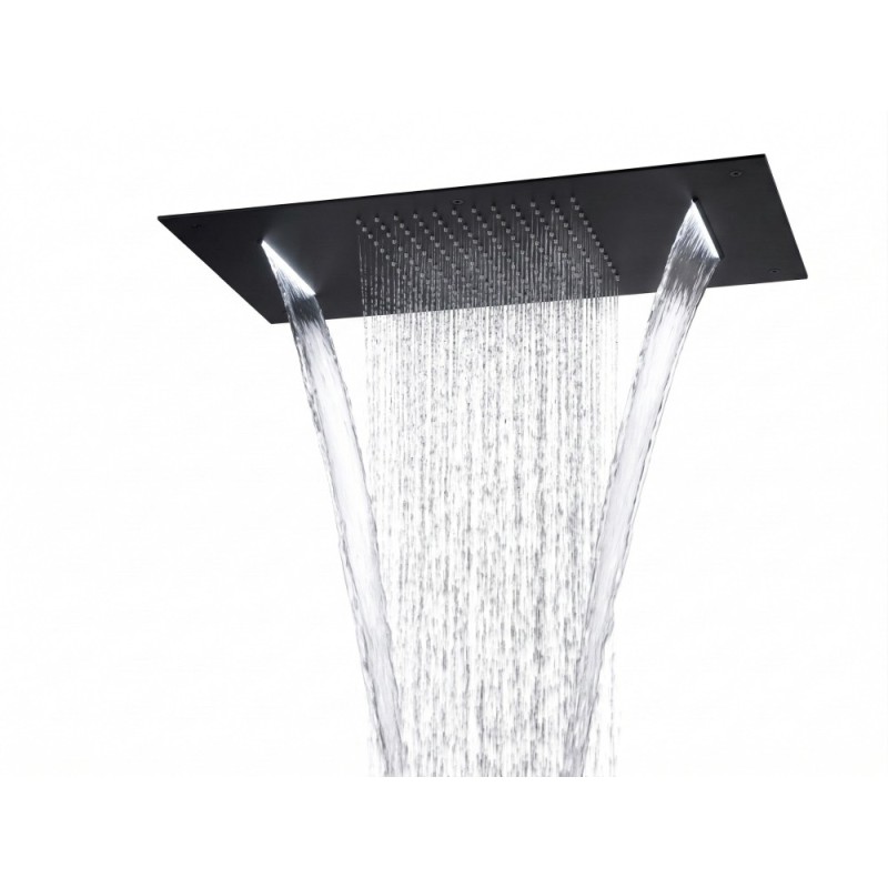 Soffione da incasso con cascate made in Italy in acciaio inox nero