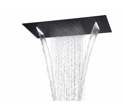 Soffione da incasso con cascate made in Italy in acciaio inox nero