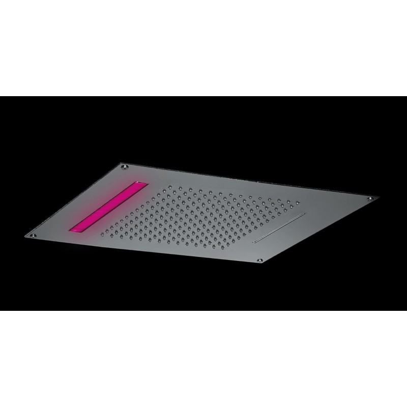 Soffione da incasso con cascata e cromoterapia made in Italy in acciaio inox a specchio con una cascata