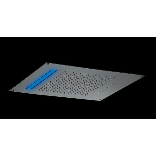 Soffione da incasso con cascata e cromoterapia made in Italy in acciaio inox a specchio con una cascata