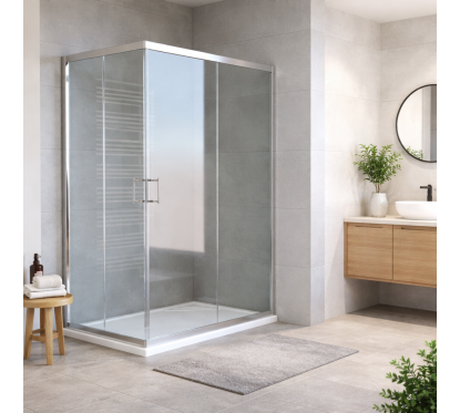 DROP - BOX DOCCIA ANGOLARE 6MM ARGENTO TRASPARENTE Made in Italy