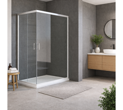 DROP - BOX DOCCIA ANGOLARE 6MM ARGENTO TRASPARENTE Made in Italy