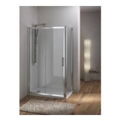 WAKO DOOR Porta 1 anta scorrevole + 1 anta fissa finitura bianco 140 cm trasparente (misura 135/140 h.195)