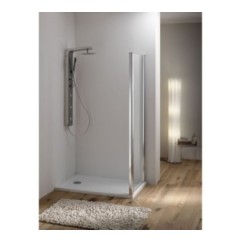 WAKO DOOR Porta 1 anta scorrevole + 1 anta fissa finitura bianco 140 cm trasparente (misura 135/140 h.195)