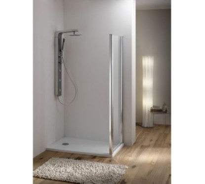 WAKO DOOR Porta 1 anta scorrevole + 1 anta fissa finitura bianco 140 cm trasparente (misura 135/140 h.195)